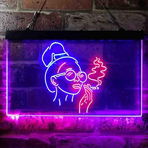 Smoking Woman Bad Bitch Dual LED Neon Light Sign